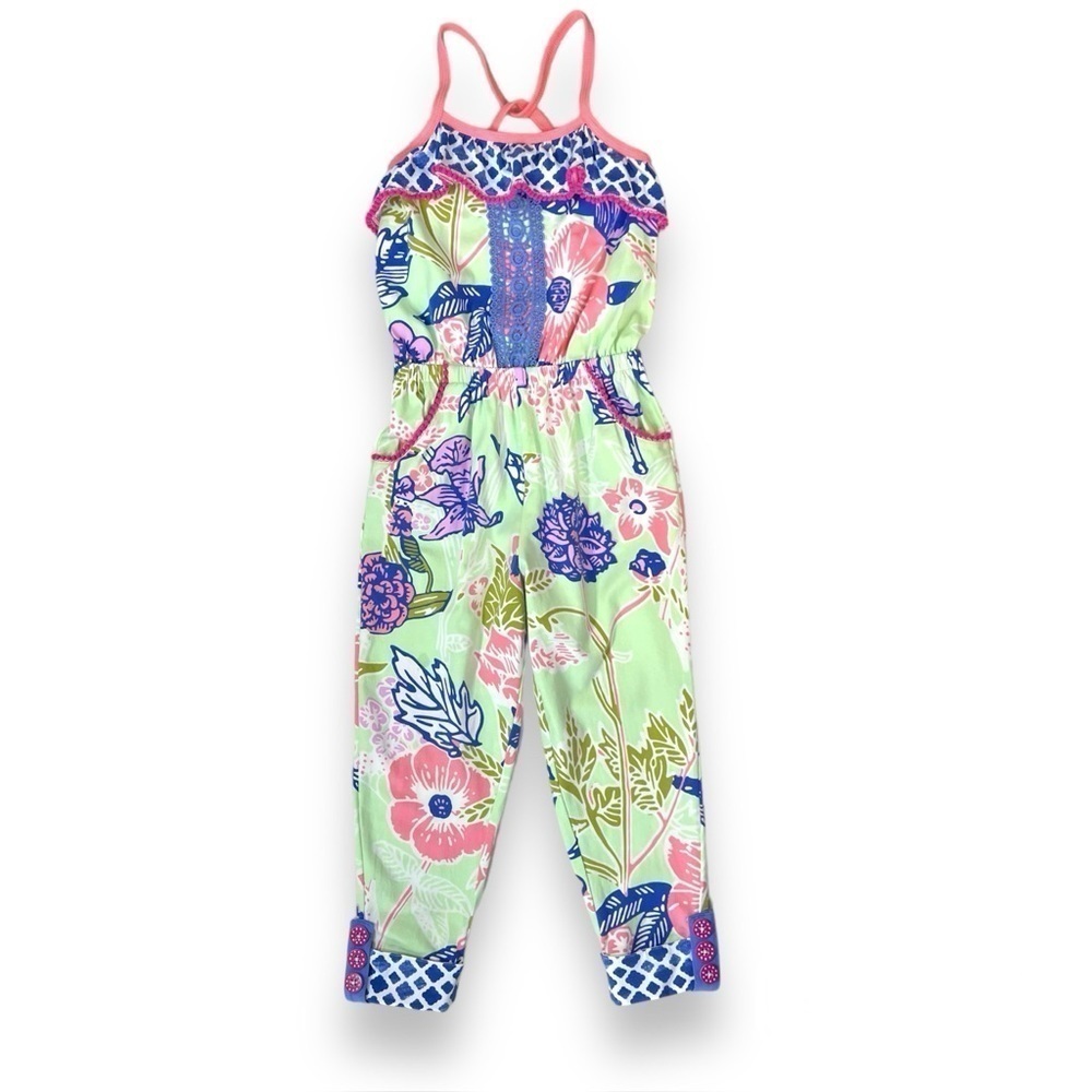 Matilda Jane Girls 4 Horseshoe Jumpsuit Romper Floral The Adventure Begins